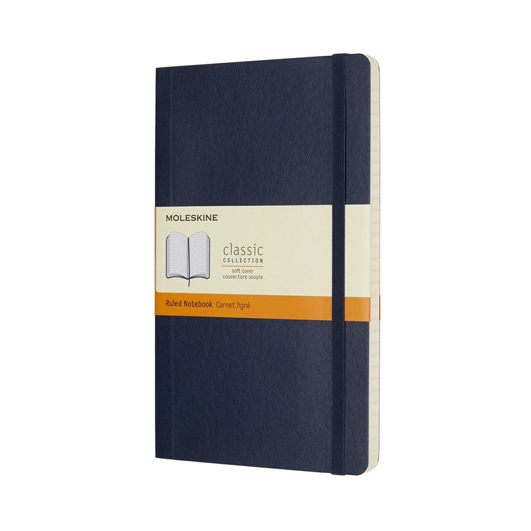 Carnet classique Moleskine - grand - couverture souple - ligné - bleu saphir