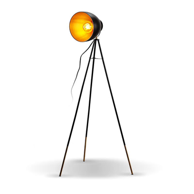 B.k.licht - lampadaire - pour salon - lampadaire en or noir - lampadaire industriel - lampe de lecture E27 - h: 136cm