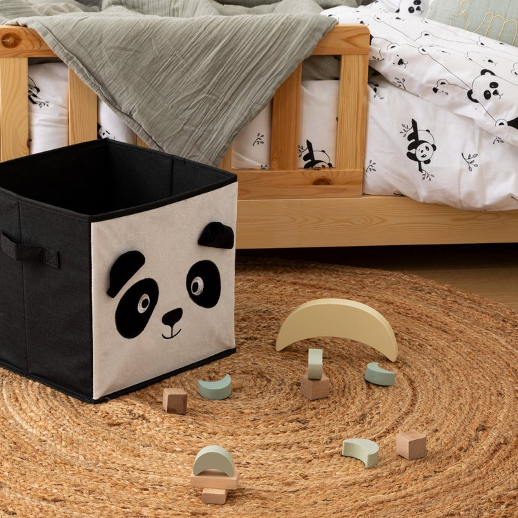 Atmosphera parure housse de couette enfant panda et 1 taie d'oreiller 140x200cm 65x65cm - noir et blanc