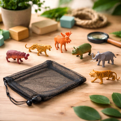 Eddy Toys Ensemble de Jeu d'animaux Sauvages 6 pièces - Jouets d'animaux pour Enfants dans Un Sac - Jouets d'animaux en Plastique Jungle - Jouets d'animaux de Safari - Ensemble de Jouets de Figurines d'animaux