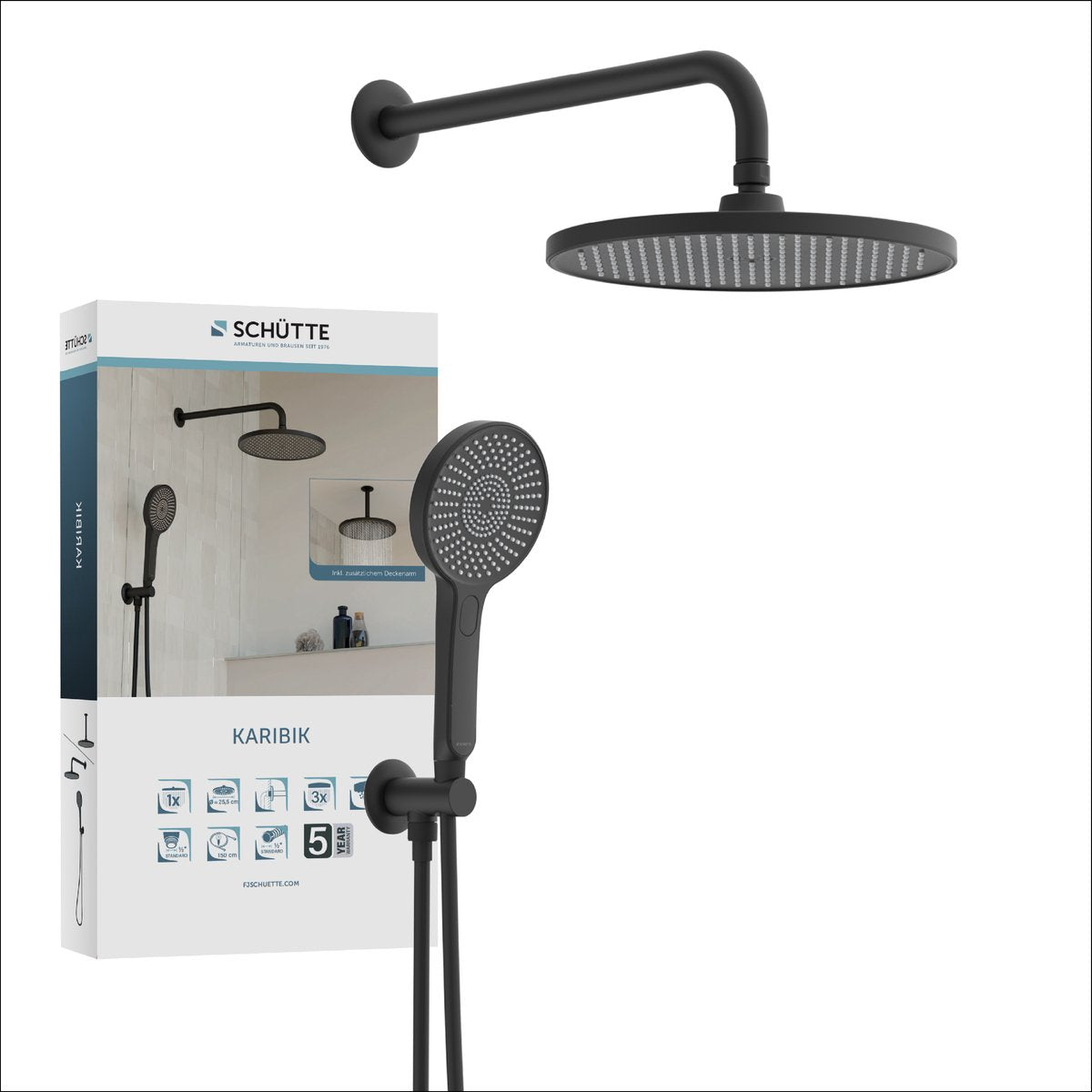 Ensemble de douche complet Schütte karibik - noir mat