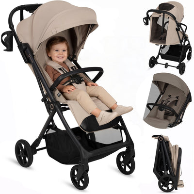 Poussette Lionelo Tansi - roues graveltech - système de pliage automatique pliable - convient de 6 mois à 4 ans - siège haut jusqu'à 92 cm - dossier 3 positions - confort dri-seat - avec porte-gobelet moustiquaire