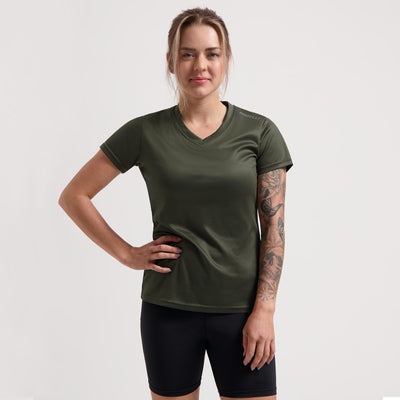 Rogelli promo t-shirt de running femme - manches courtes - vert armée - xxl