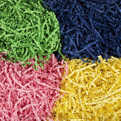Papier froissé Creativ company, l: 25-30 cm, l: 3 mm, bleu, vert foncé, rose, jaune, 4x100 g 1 boîte