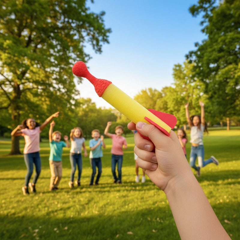 Catapulte de fusée Eddy Toys - 35127 - 15 cm - lance-fusée - avec fusée en mousse - jouets à tirer et à lancer - rouge et jaune