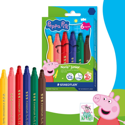 Staedtler peppa pig x noris junior coffret de stylos à colorier 6 pièces