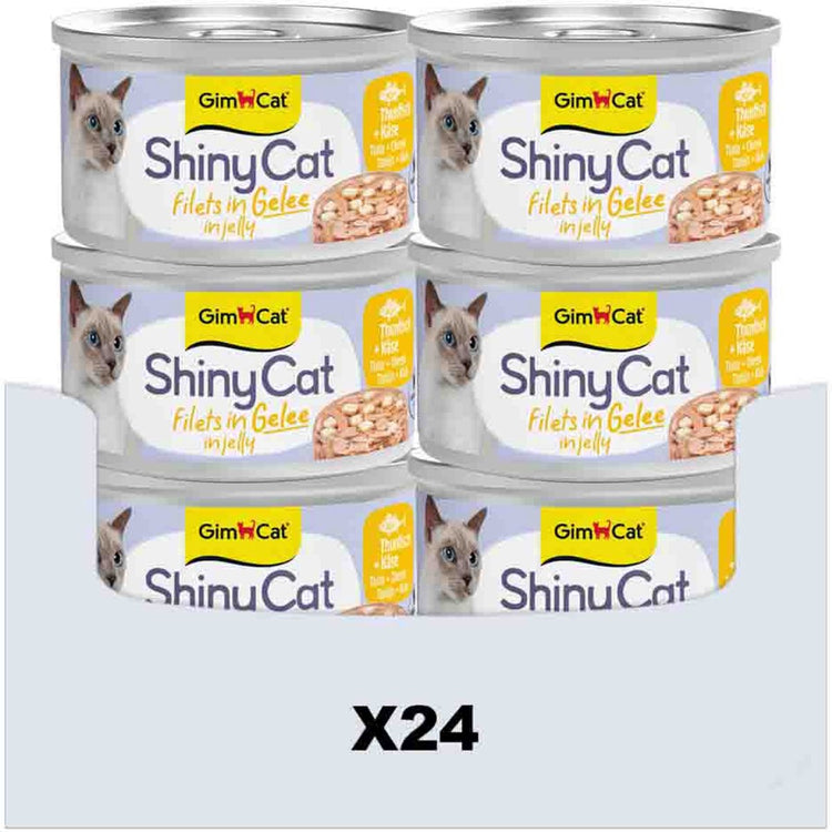 Gimcat 24 x 70 g - filets de Shinycat en gelée de thon + fromage