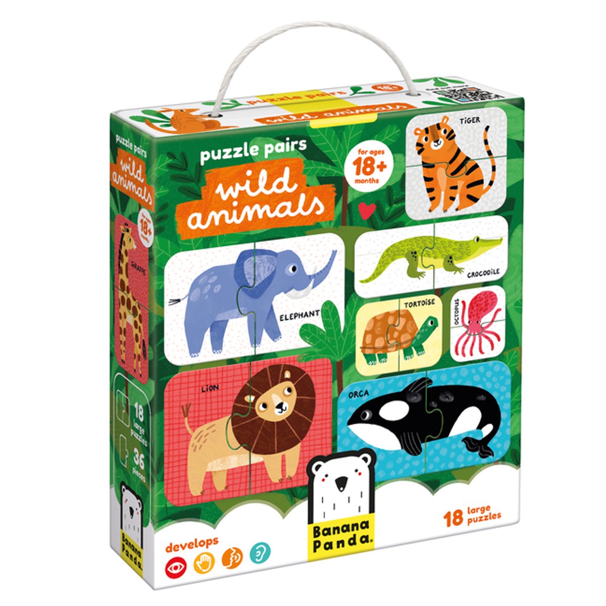 Banana Panda - Puzzle Pairs d'animaux sauvages - 18dlg.