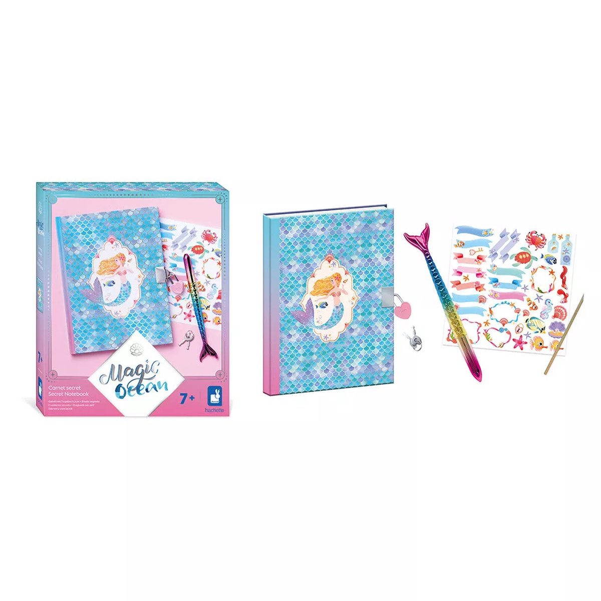 Janod - magic ocean - secret notebook - 96 pages with purple ink pen