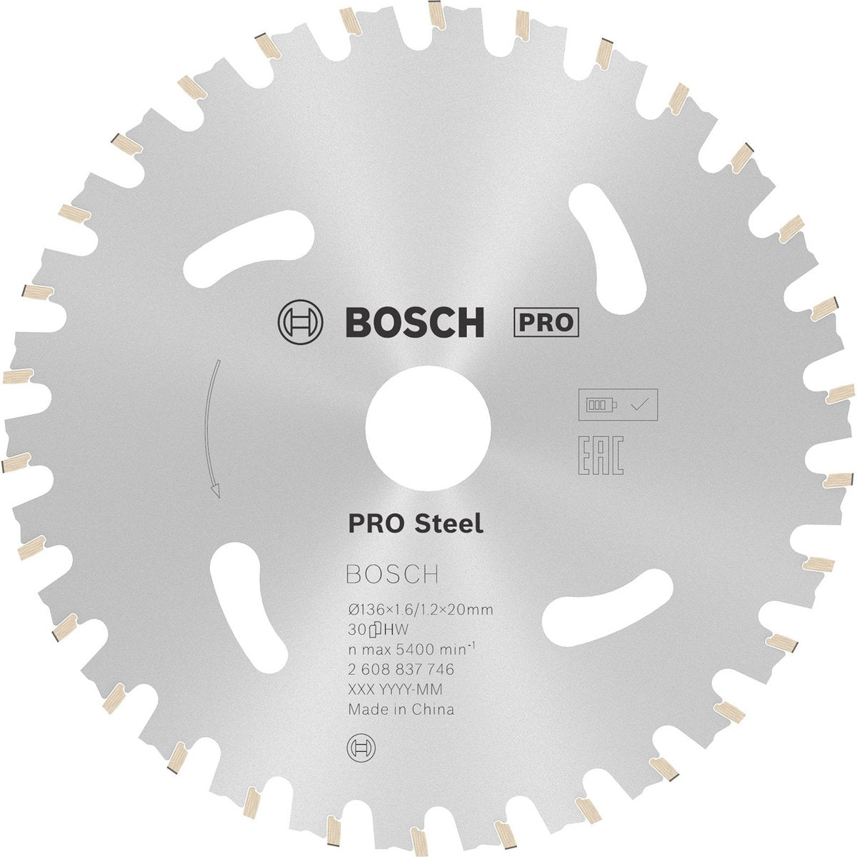 Lame de scie sans fil Bosch pro steel pour scies circulaires 136 x 1,6 x 20 mm -...