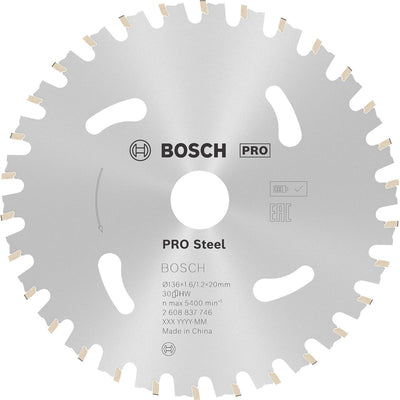Lame de scie sans fil Bosch pro steel pour scies circulaires 136 x 1,6 x 20 mm -...
