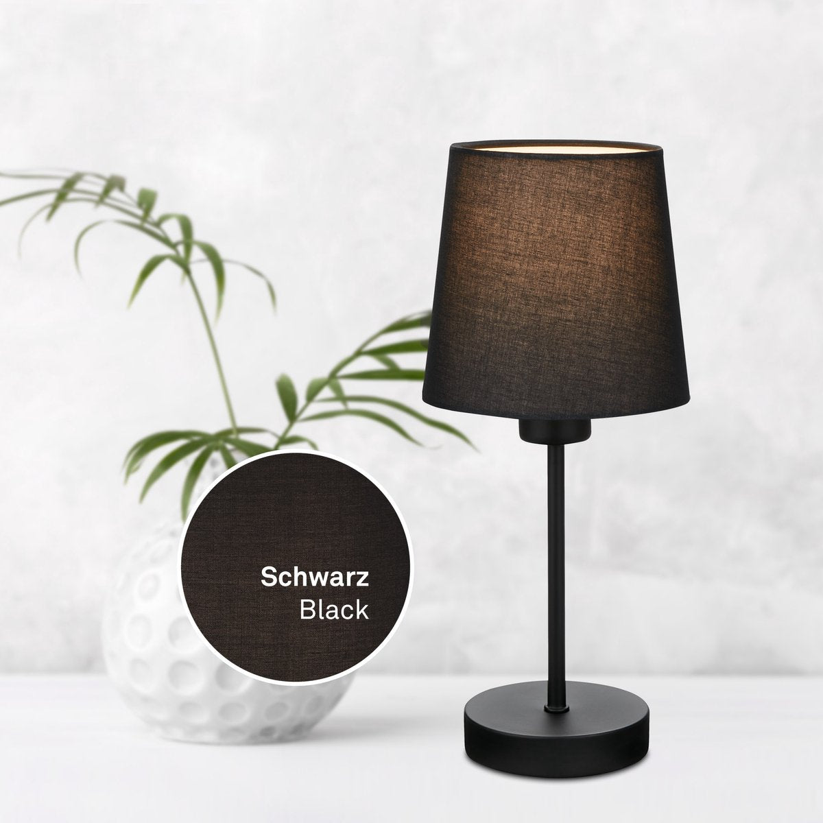 Briloner - lampe de table - lampe de chevet avec abat-jour en tissu - excl. e14 - ø14cm - noir