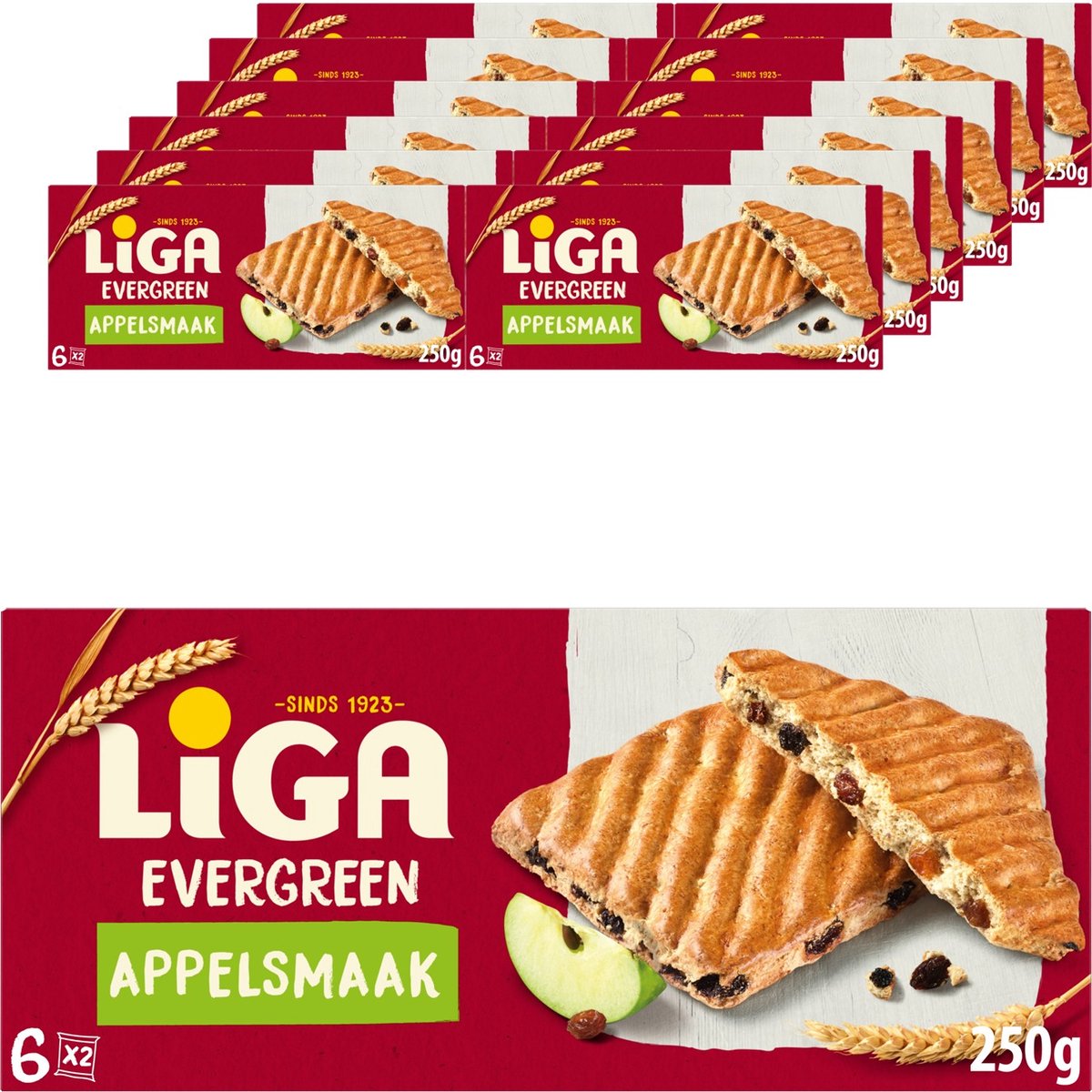 Liga biscuits à feuilles persistantes pomme 12 x 250g - biscuit - biscuits pour la route ou le travail et le bureau