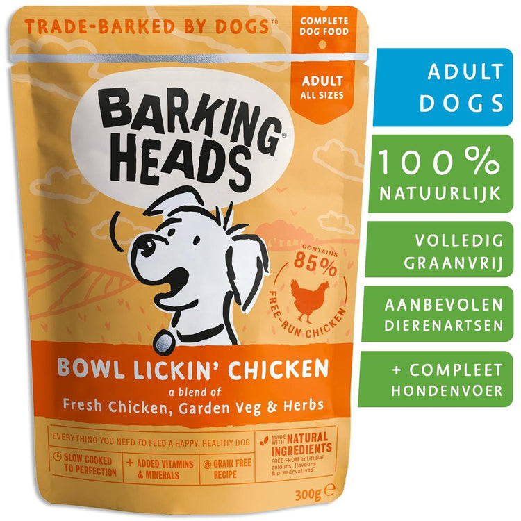 Barking heads bowl lickin' poulet - nourriture pour chien - nourriture humide - bio - 10 x 300gr