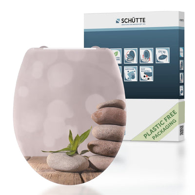 Abattant WC Schütte 82380 pyramide de pierre - duroplast - fermeture amortie - cliquable - charnières en acier inoxydable - capacité de charge jusqu'à 175 kg - décor - impression 3 faces