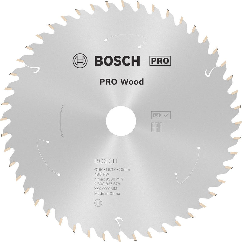Lame de scie sans fil Bosch pro wood pour scies circulaires 160 x 1,5 x 20 mm - ...