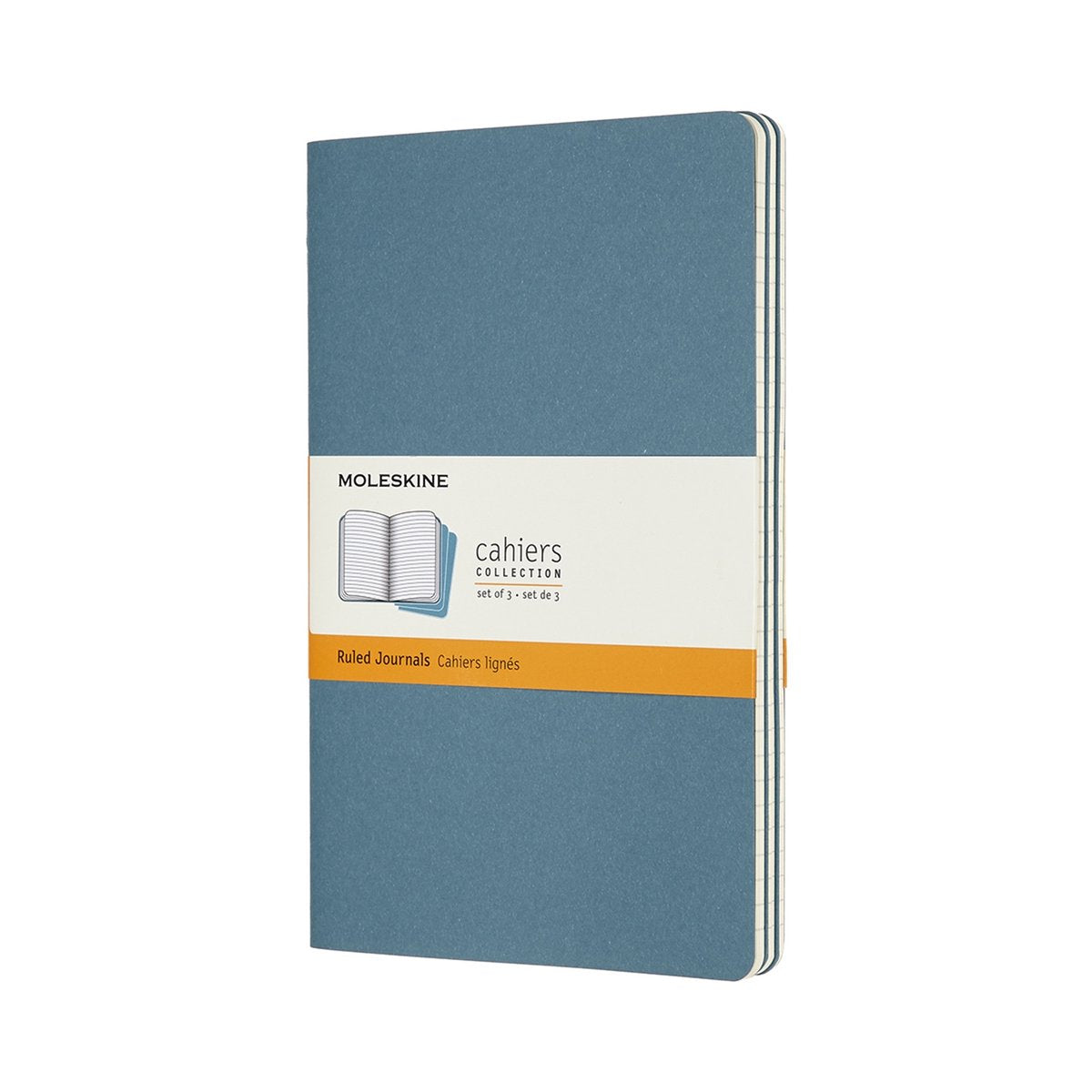 Carnets Moleskine - grands - lignés - bleu - lot de 3