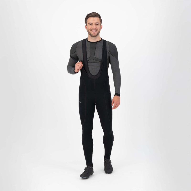 Rogelli core pantalon de cyclisme long hommes avec bretelles - sans chamois - pantalon de cyclisme long - noir - taille xs
