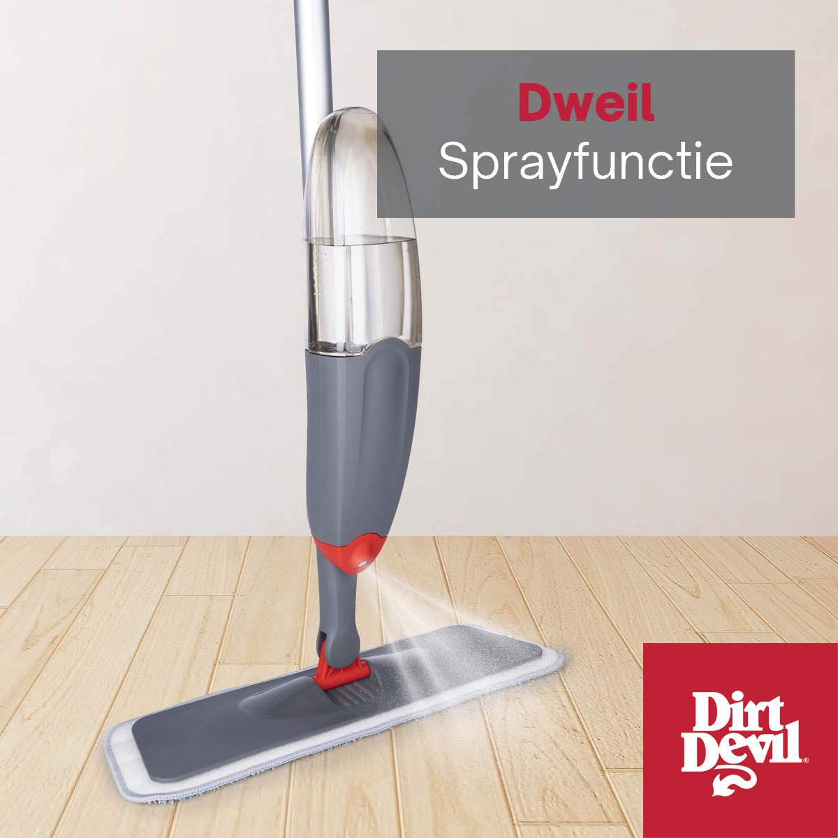 Vadrouille Dirt Devil avec fonction spray - Vadrouille rotative à 360° - incl. serpillère - flacon rechargeable 640 ml - pour utilisation humide et sèche - plastique - gris