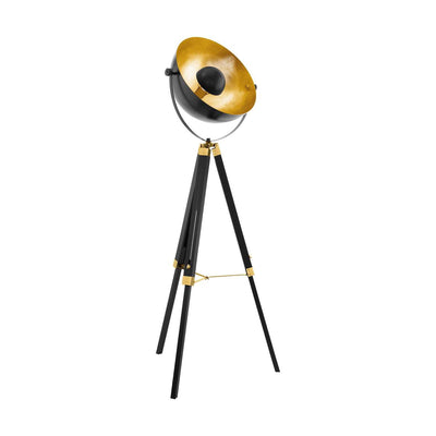 Lampadaire Eglo covaleda - lampe sur pied - e27 - 1 lumière - 164 cm - trépied - or noir