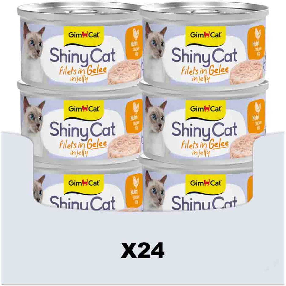 Gimcat 24 x 70 g - filets de Shinycat en gelée de poulet