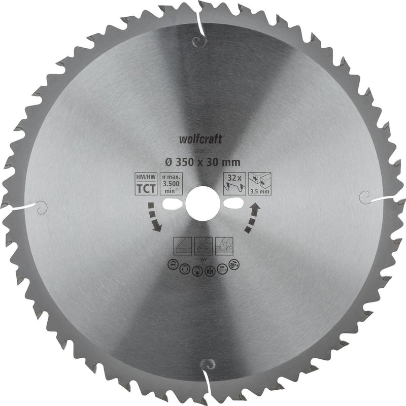 Wolfcraft - lame de scie circulaire pour table de scie 350x30mm - 32 dents - lame de scie pour scie à table - série verte - 6666000