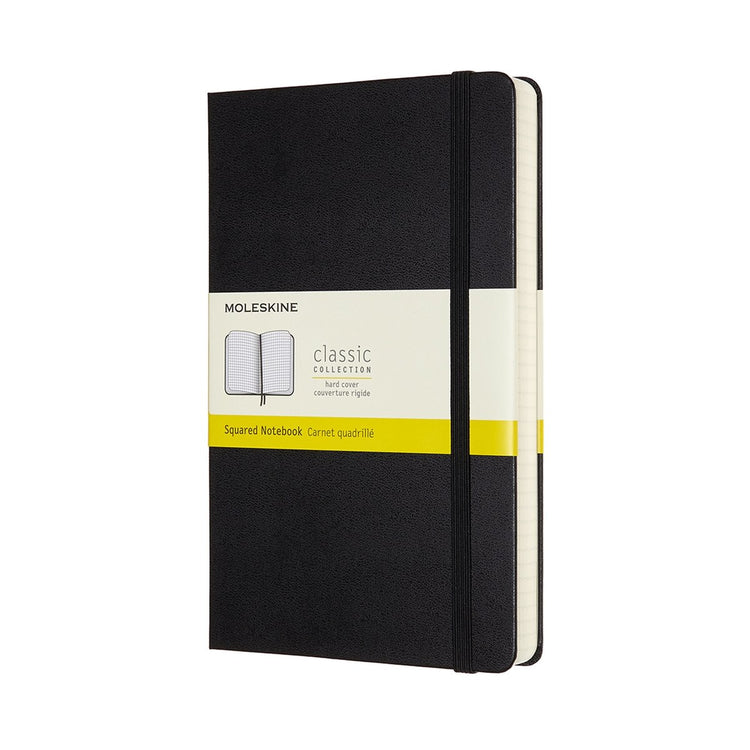 Carnet classique Moleskine - étendu - grand - couverture rigide - à carreaux - noir