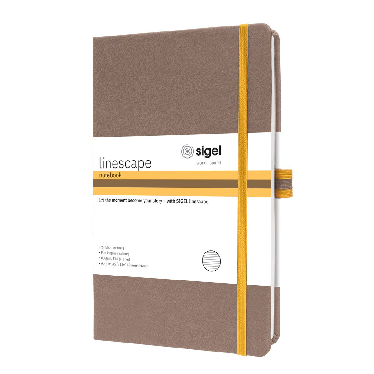 Carnet Sigel a5 - linescape - marron - ligné - couverture rigide - si-ls103