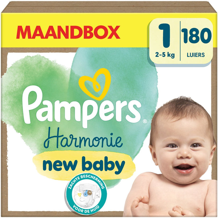 Couches Pampers Harmony taille 1, 180 couches, 2kg-5kg