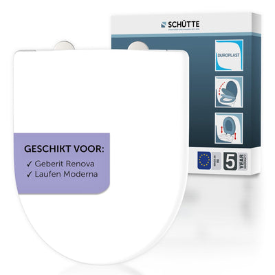 Abattant WC Schütte 82811 pro 3 - forme D - frein de chute - amovible - convient pour Geberit Renova, Laufen Moderna - capacité de charge jusqu'à 250 kg