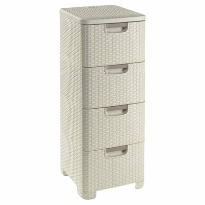 Système de tiroirs style Curver - 4x 14l - blanc vintage
