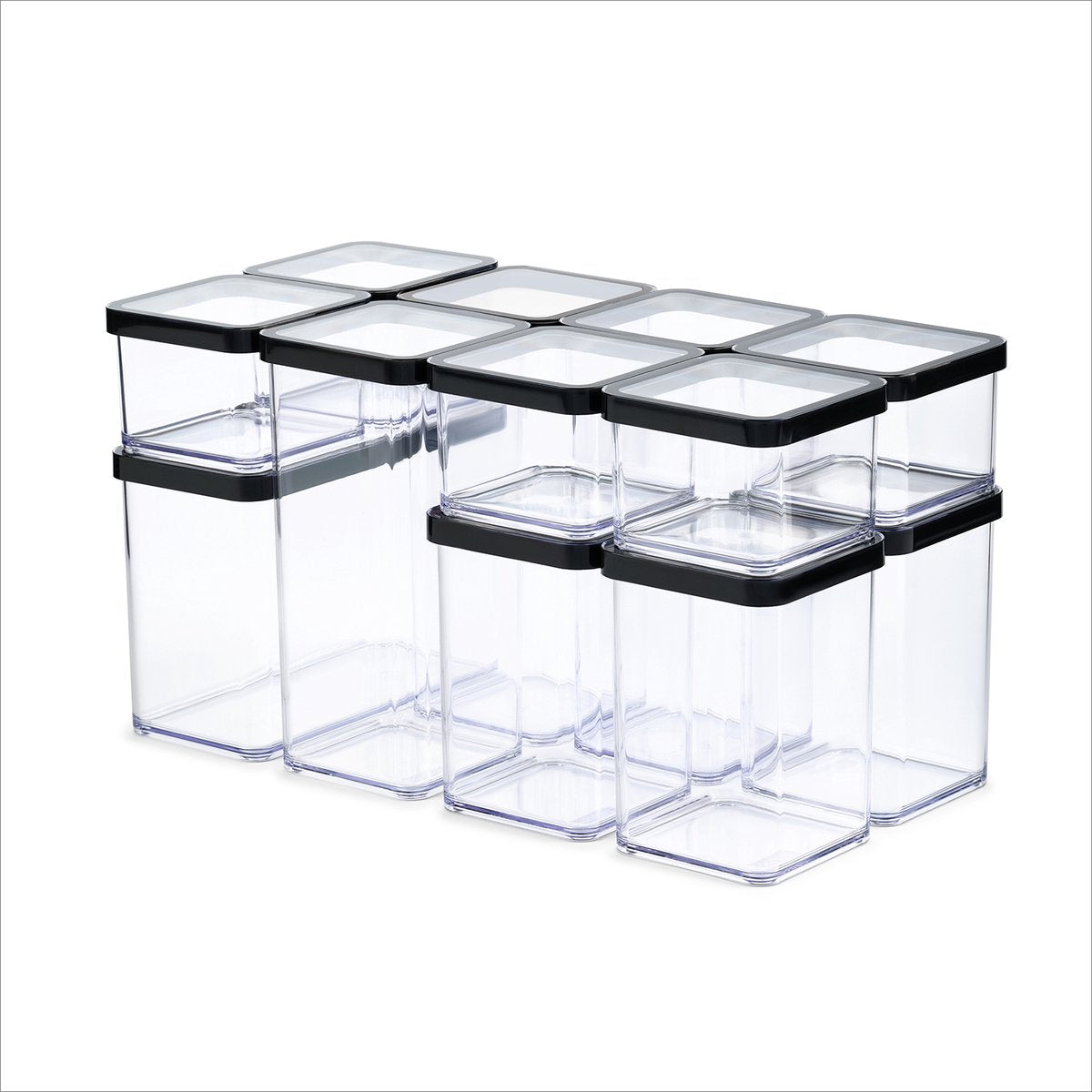 Rotho loft - ensemble de conteneurs de stockage premium 12 pièces - hermétique - va au lave-vaisselle - noir