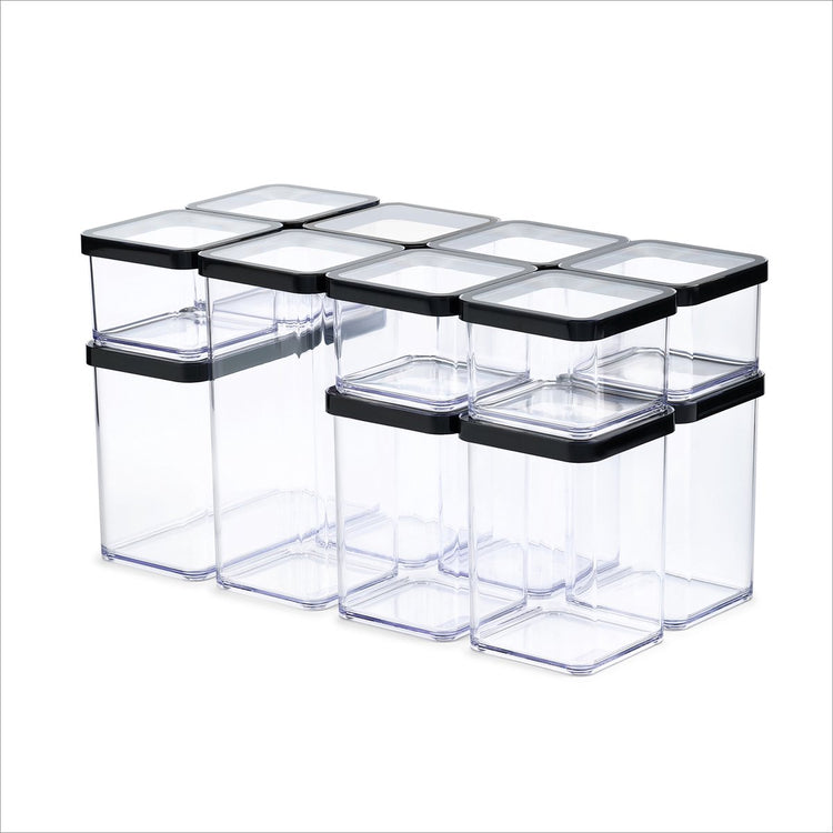 Rotho loft - ensemble de conteneurs de stockage premium 12 pièces - hermétique - va au lave-vaisselle - noir