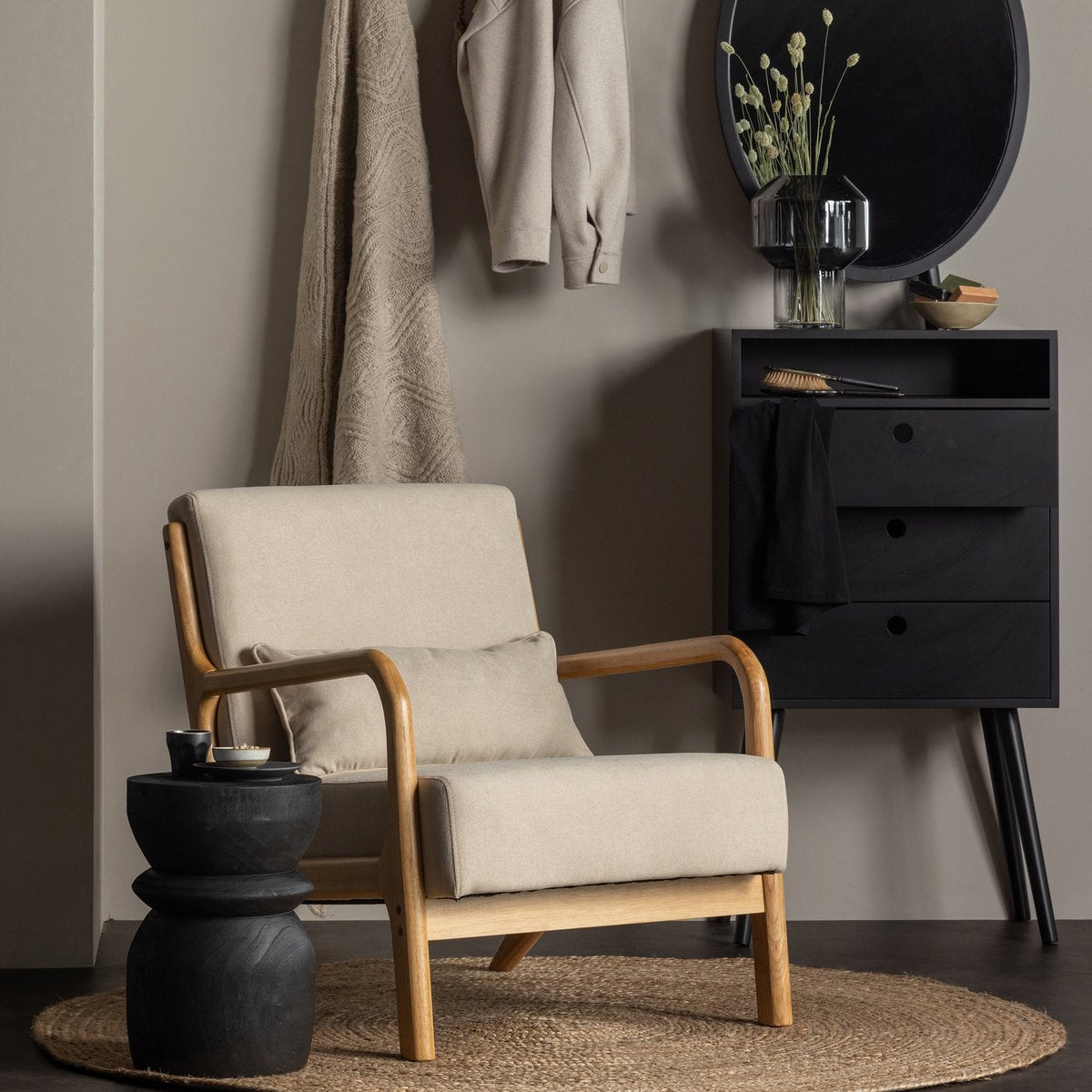 Fauteuil marque Woood - tissu - naturel - 75x67x82