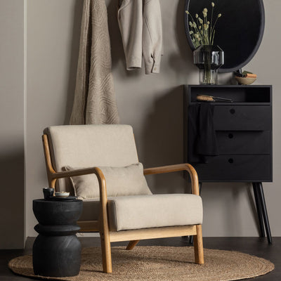Fauteuil marque Woood - tissu - naturel - 75x67x82