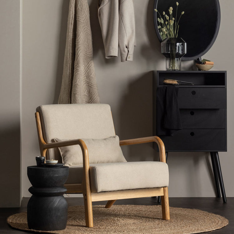 Fauteuil marque Woood - tissu - naturel - 75x67x82