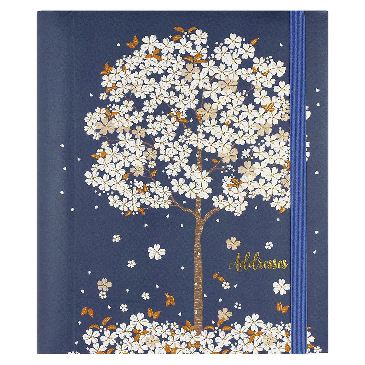 Carnet d'adresses Peter Pauper grand - fleurs tombantes - avec fermeture élastique - 16x21 cm