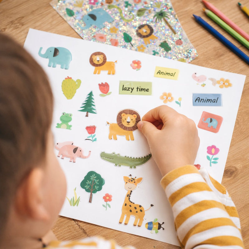 Ensemble d'autocollants créatifs pour enfants - 160 pièces - autocollants enfants animaux - 3 feuilles d'autocollants artisanaux - autocollants décoration
