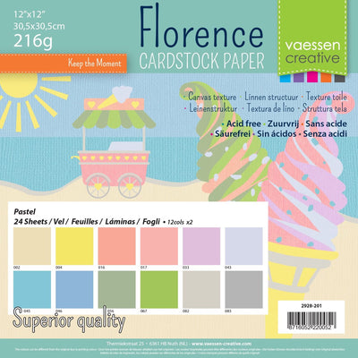 Florence • papier cartonné 216g texture 30,5x30,5cm multipack pastel 24x