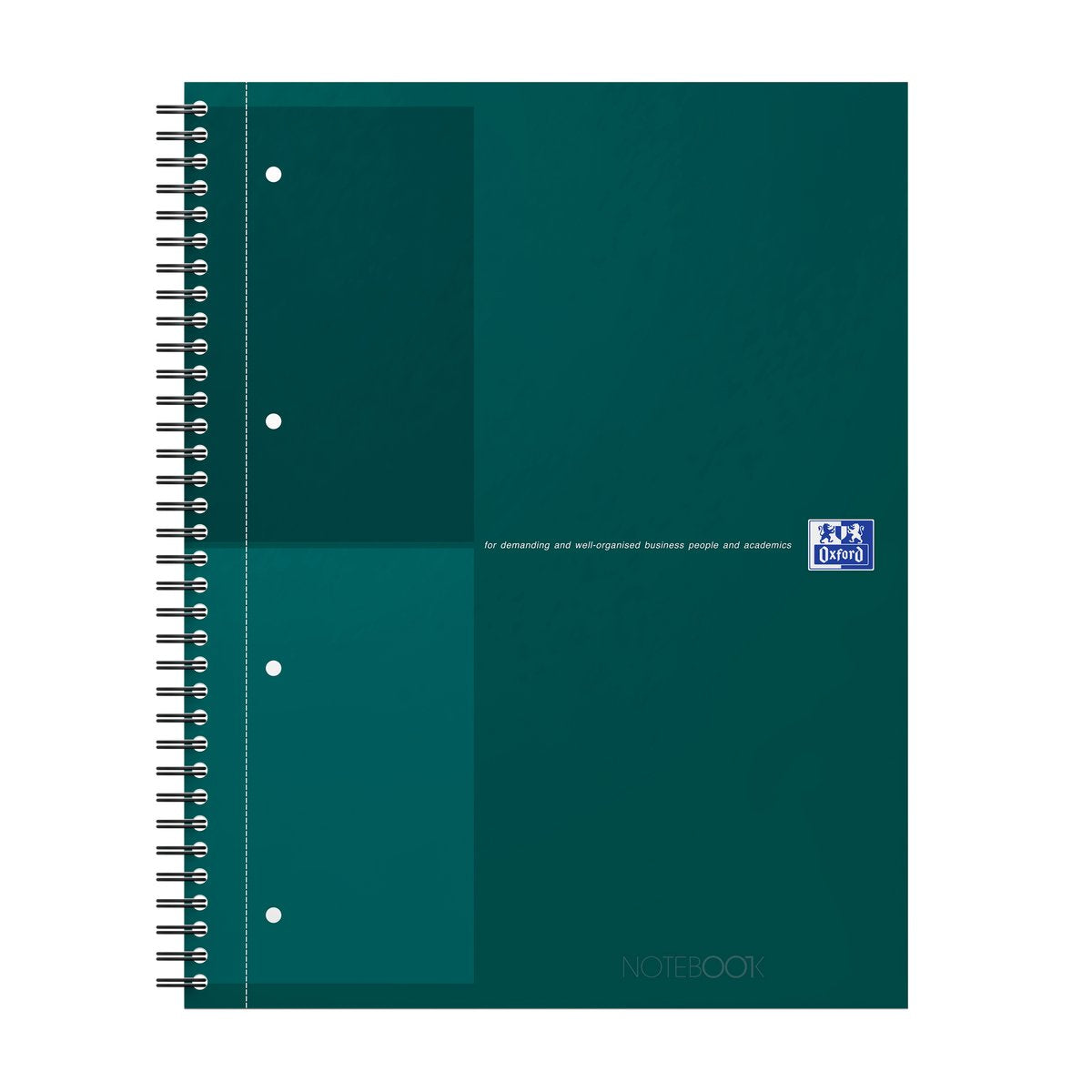 Carnet Oxford international a4+ ligné 4 trous 80 feuilles couverture cartonnée robuste 30 ans vert