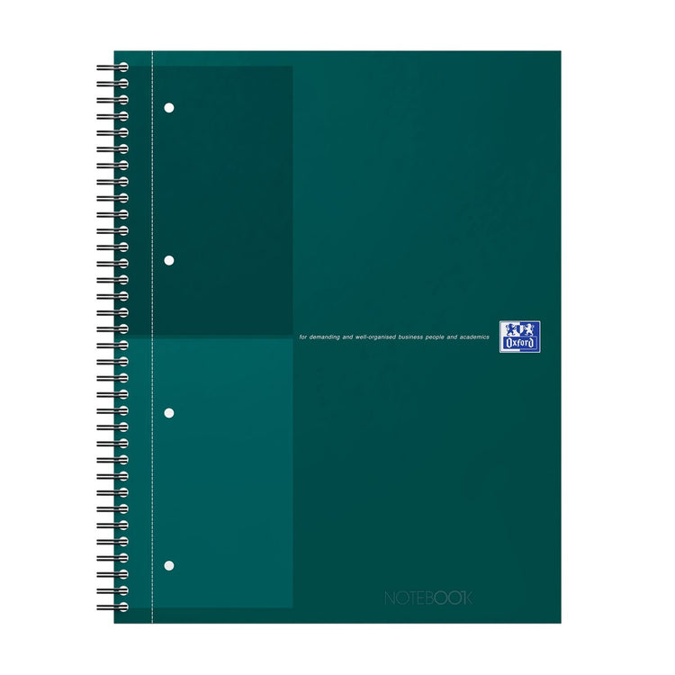 Carnet Oxford international a4+ ligné 4 trous 80 feuilles couverture cartonnée robuste 30 ans vert