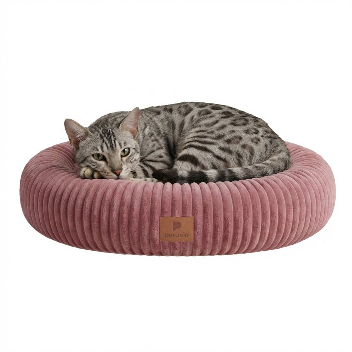 Peluvio koya – lit rond pour chat – taille m – bords hauts et doux pour la tête et le cou – douillet et chaud – fond antidérapant – coussin amovible, housse lavable – lieu de repos confortable