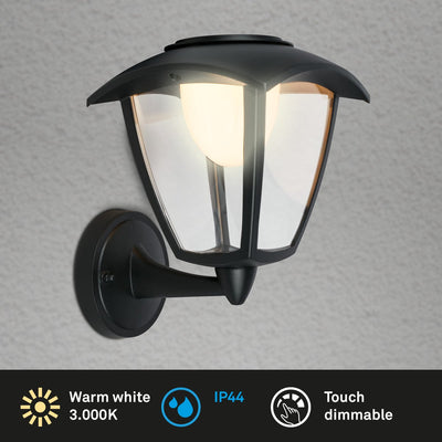 Briloner - Applique LED à batterie - tactile - batterie remplaçable - noir - socle interchangeable - 23 x 29,5 x 16,5 cm - noir