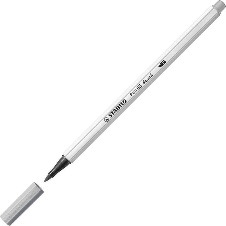 Stabilo pen 68 brush - feutre pinceau premium - avec pointe pinceau flexible - gris moyen froid - par pièce