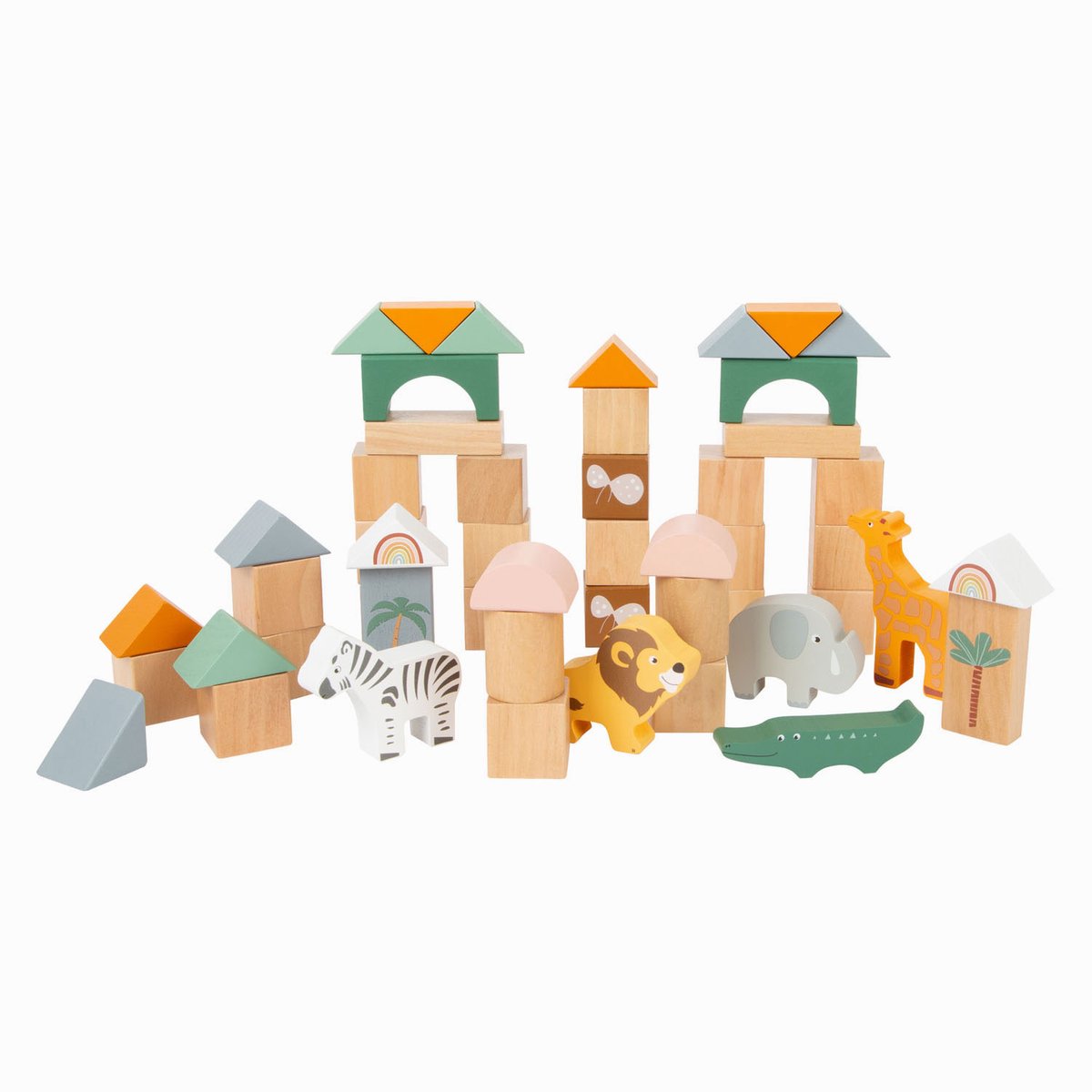 Blocs de construction en bois de petit pied Safari, 50dlg.