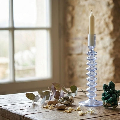 Arti casa bougeoir pour bougie de dîner - bougeoir en verre - design haut - 26,5 cm - bleu