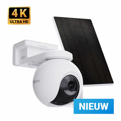 Kit Ezviz HB8 Pro 4K Caméra de sécurité sans fil WiFi avec panneau solaire 5 W - Détection de véhicule personnel AI - PTZ 360° - Vision nocturne couleur - Caméra extérieure - Sans frais mensuels