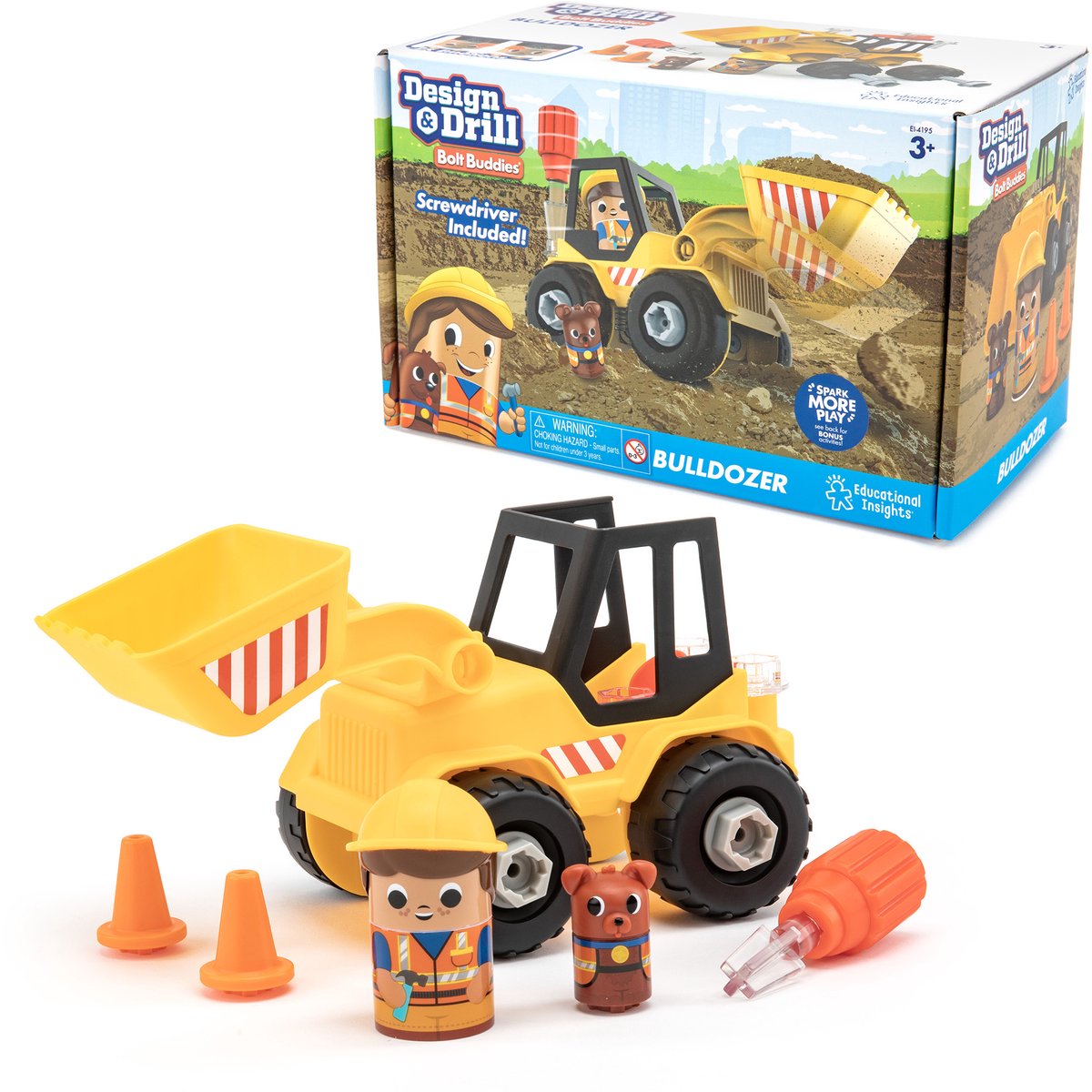 Ressources d'apprentissage bulldozer jouets éducatifs conception copains de boulon de forage. - 3+