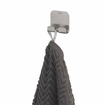 Crochet porte-serviettes col tigre - sans perçage - autocollant - inox brossé