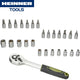 Heinner jeu de 27 pièces 1 4 douilles incl. embouts à douille et cliquet - jeu de clés à douilles semi-professionnelles 8-32 mm - chrome vanadium